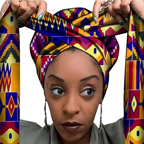 Kadınlar için kafa Sarar-Afrika Saç Eşarp ve Mikro Streç Jersey-Uzun ve Nefes Türban Kravat Headwrap için Doğal Saç