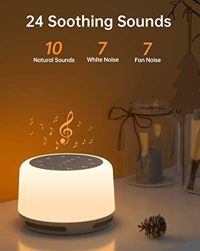 2021 CASECUBE Beyaz Gürültü Makinesi Uyku Yetişkinler için Bebek, 24 Yatıştırıcı Sesler ile, gece ışık ve Zamanlayıcı, Dahili