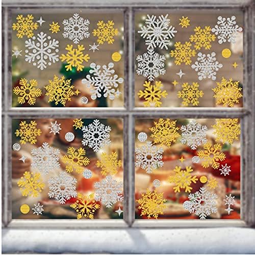 DARENYİ Kullanımlık Kar Tanesi Pencere Çıkartmalar Gümüş Kar Taneleri Pencere Tutunur Noel Kar Tanesi Çıkartmalar Dekorasyon