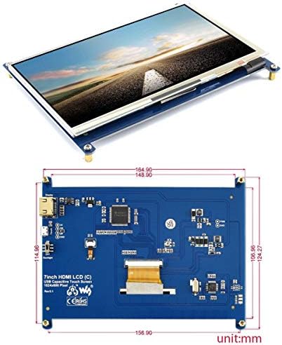 ahududu Pi için 7 inç Kapasitif Dokunmatik Ekran IPS Ekran HDMI LCD Modülü 1024×600 Dokunmatik Ekran Ahududu Pi için 4 3/2/1