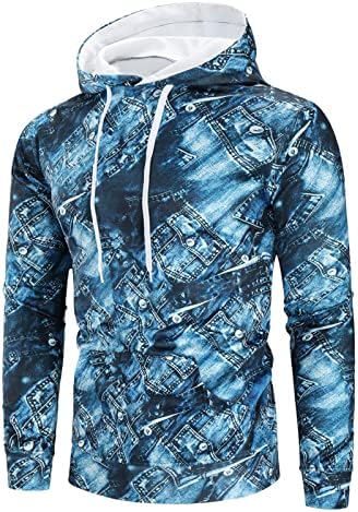 ZDFER Kazak Hoodies Erkekler için, Kış Rahat Kapüşonlu Sweatshirt Moda Baskı Kazak Ceket Atletik Uzun Kollu Ceket