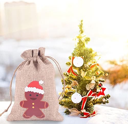Noel Advent Takvimi 2021, 24 Gün Çuval Bezi hediye keseleri, DIY Takvim Çelenk Şeker hediye keseleri için Duvar Ev Ofis Parti