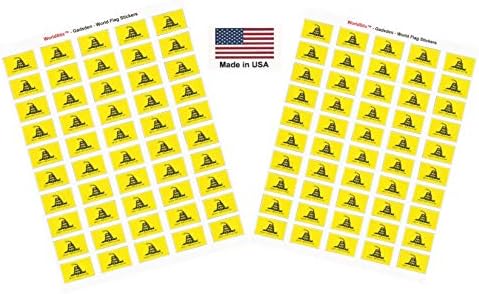 Made in USA! 100 Gadsden 1.5 x 1 Kendinden Yapışkanlı Devlet Bayrağı Çıkartmaları, İki Yaprak 50, 100 Gadsden Etiket Bayrakları