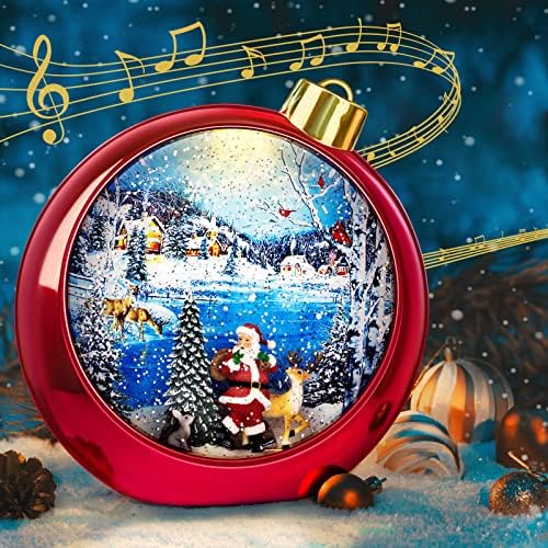 Noel Kar Küreler, 6 H Zamanlayıcı Glitter Kar Kar Küreler Noel Müzik Kutusu ile 8 Şarkılar, yuvarlak Fener ile Noel Ağacı Kardan