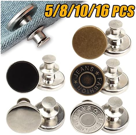 Ayrılabilir Retro Metal Düğmeler Çıtçıt Pantolon Pin için Kot Geri Çekilebilir Düğme Dikiş-Ücretsiz Tokaları (Renk: Sıcak Sarı,