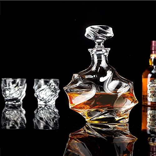 KANARS Viski Sürahi Seti-Kristal Likör Sürahi ile 4 Kaya Gözlük İçin Bourbon, Scotch, Votka, Rom veya Viski-Benzersiz Hediye