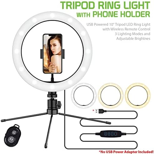 Parlak Selfie Halkası Üç Renkli Işık, Canlı Yayın/Makyaj/YouTube/TikTok/Video/Çekim için Uzaktan Kumandalı Spice Mobile Stellar