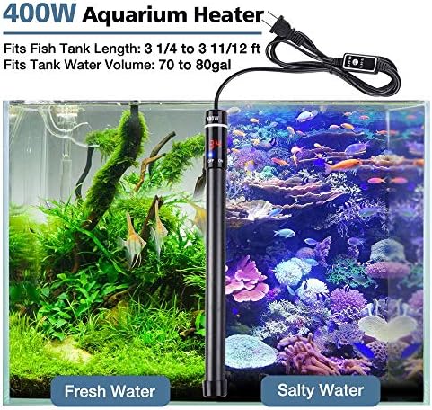 Yescom Titanyum akvaryum ısıtıcı LCD Otomatik termostat 400 W Dalgıç Ayarlanabilir 80 Galon balık tankı Tuzlu Tatlı Su