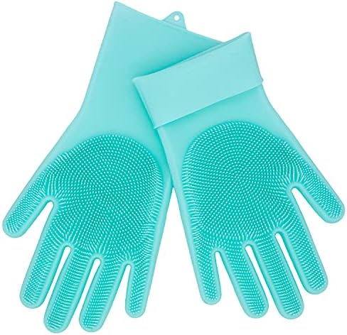 HealthyLifeUS Silikon bulaşık eldivenleri Kullanımlık kaymaz ısıya dayanıklı Mutfak Banyo Araba Yıkama Pet büyük 240g kalın 1