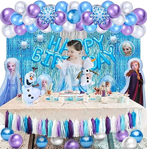 Fro-zen Elsa Prenses Doğum Günü Parti Malzemeleri Süslemeleri, Balonlar Prenses Süslemeleri için Doğum Günü Partisi, Kış Wonderland