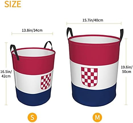 Yuvarlak Çamaşır Sepeti Hırvatistan Bayrağı 1 Çamaşır Sepetleri Katlanabilir Yıkanabilir kirli kıyafet sepeti Yatak Odası Banyo