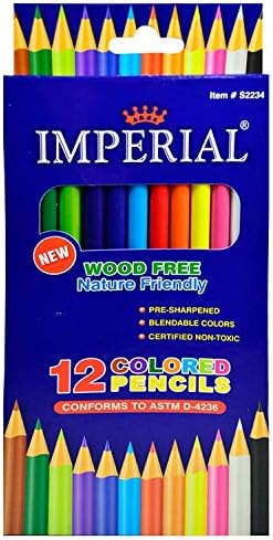 Emperyal Renkli Kalemler 12-Count Set 3 Paket Ahşap Ücretsiz Doğa Dostu (36-Count)
