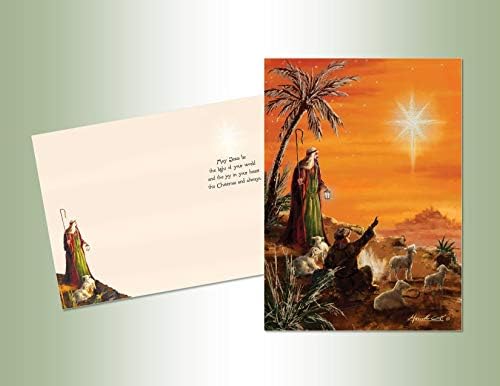 SAHNE SANATLARI KUTULU NOEL kartları Çobanlar Deluxe Olmayan pul Glitter Süslenmiş Kutulu Noel Kartları ile Tam Renkli İç Tasarımlar