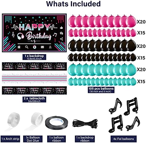 Müzik Mutlu Doğum Günü Partisi Süslemeleri Müzikal Sosyal Medya Doğum Günü Partisi Malzemeleri İçerir Zemin Masa Örtüsü Müzik