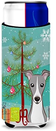 Caroline'ın Hazineleri BB1608MUK Noel Ağacı ve İtalyan Greyhound Ultra İçecek İzolatörleri İnce kutular, İnce Kutu, Çok Renkli