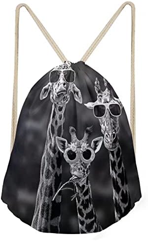 Zürafa baskı hayvan ipli sırt çantası Dize Sackpack Cinch çanta Spor spor çanta