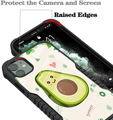 ıPhone 11 Kılıf Avokado Meyve Tema Tasarım Darbeye Anti-Scratch Askeri Dereceli Damla Koruma Yumuşak TPU Tampon Anti-Çarpışma