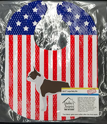 Caroline'ın Hazineleri BB3344BİB ABD Vatansever Boston Terrier Bebek Önlüğü, 10 x 13, çok renkli