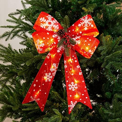 DİAGTREE 22 inç Noel Ağacı Yay LED Şerit Yaylar Noel Ağacı Süsler Ağacı Topper Noel Dekorasyon için Ev Noel Ağacı Çelenkler Dekorasyon