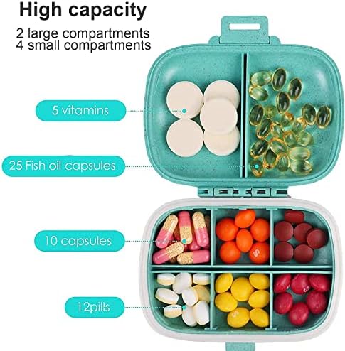 VTAR Hap Kutusu, Taşınabilir 8 Bölmeler Seyahat Tablet Tıp Vitamini Hap Organizatör Konteyner, Hap Durumda Çanta veya Cep için