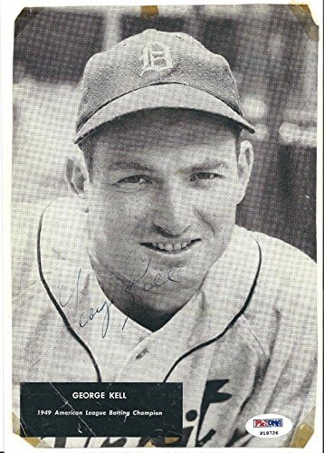 George Kell İmzalı Vintage Detroit Tigers Beyzbol Dergisi PSA P19726'yı Kesti - İmzalı MLB Dergileri