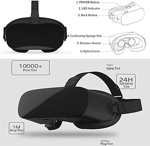 YDZSBYJ VR Kulaklıklar VR Kulaklık, Anti-mavi ışık Gerçeklik sanal gözlük ile Android Sistemi, ayarlanabilir tüm-in-one 3 Gözlük