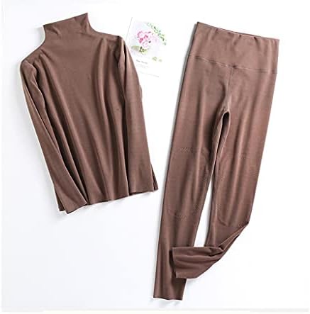 ZYKBB Artı Boyutu Kadınlar Kış Balıkçı Yaka Termal iç çamaşır Set Sıcak Kadife Uzun Kollu Üst Pijama Pantolon (Renk: B, Boyutu: