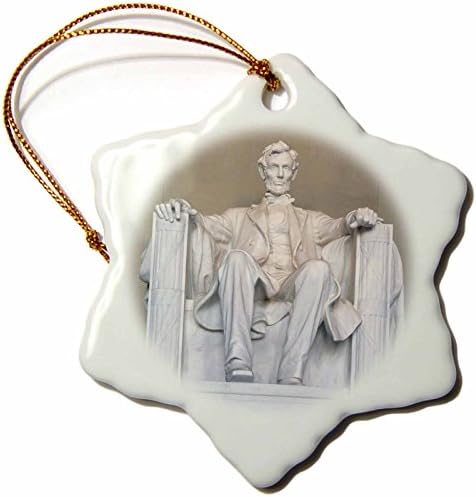 3dRose orn_88995_1 Abraham Lincoln Anıtı Washington DC Raymond Klass Kar Tanesi Dekoratif Asılı Süsleme, Porselen, 3-İnç