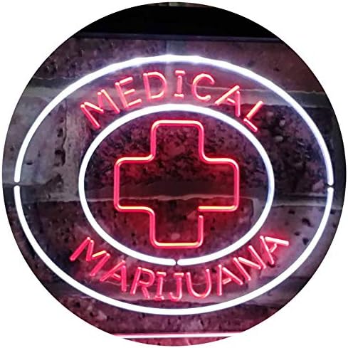 ADVPRO Tıbbi Esrar Çapraz Burada Satılan Kapalı Ekran Çift Renkli LED Neon Burcu Beyaz ve Kırmızı 12 x 8.5 st6s32-ı3084-wr