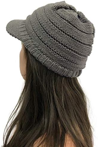 Kadın Trendy Nervürlü Örgü Şapka ile Ağız Kış Bere Şapka Sıcak Örme Hımbıl Kış Yumuşak Tıknaz Şapka