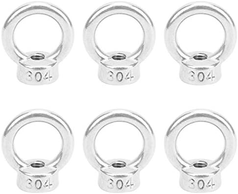 Ladieshow 10 PCS Gümüş Beyaz M6 Kaldırma Göz Cıvata Somun Paslanmaz Çelik Raptiye Bağlantı Parçaları için Kablo Halat Malzemeleri(15mm)