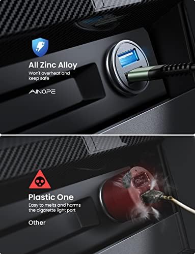 2 Paket AİNOPE Hızlı Mini araba şarjı, 4.8 A Metal USB araba şarjı, çift Bağlantı Noktalı araç şarj adaptörü ile Uyumlu iPhone
