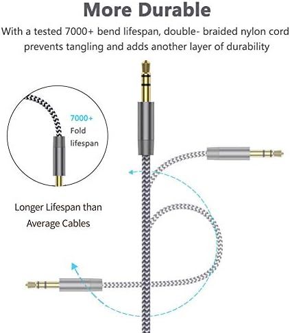 Kulaklık Uzatma Kablosu 10FT Bynccea 1/8 Altın Kaplama 3.5 mm Erkek Kadın Stereo Ses Kablosu Naylon Örgülü Hi-Fi Ses AUX Kablosu