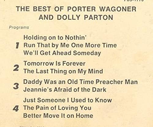 DOLLY PARTON & PORTER WAGONER: Dolly Parton & Porter Wagoner 8 Parça Kasetinin en iyisi