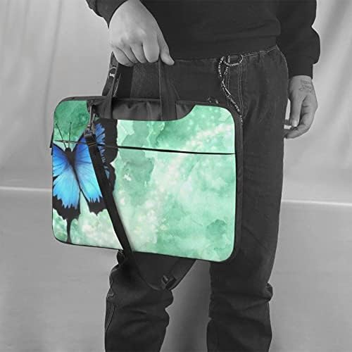 Mavi Kelebek Desen Laptop Omuz Messenger Çanta Taşıma Çantası Bilgisayar Kapak Kılıfı Kolu İle,