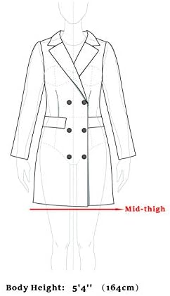 Allegra K kadın Çentik Yaka Kruvaze Kuşaklı Orta Uzun Dış Giyim Kış Ceket