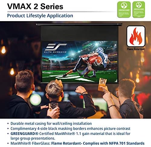Elite Ekranlar VMAX2, 150-inç 4:3, Duvar Tavan Elektrik Motorlu Damla Aşağı HD Projeksiyon projektör Ekranı, VMAX150XWV2