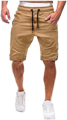 Heb HebeTop Men erkek Pamuklu Rahat Şort 3/4 Jogger kapri pantolonlar Nefes Diz Altı Kısa Pantolon Cepli