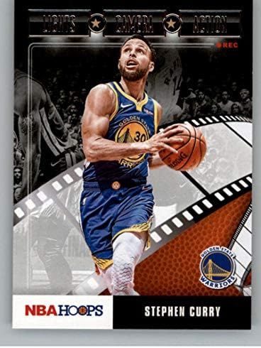 2019-20 NBA Çemberler ışıkları Kamera Eylem Basketbol 2 Stephen Curry Golden State Warriors Resmi NBA Ticaret Kartı Panini Amerika