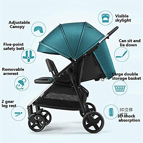 Bebek Arabası Beşik Pram Arabası Arabası Çift Puset Arabası ile Stoller Yağmur Kapak, Hafif, Katlanabilir ve Kompakt Çift Arabası