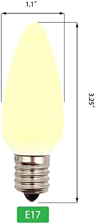 25 Paket E17 Soket ETL Listelenen Opak LED Yedek Ampuller C9 Kısılabilir Noel Ampul (Sıcak Beyaz)
