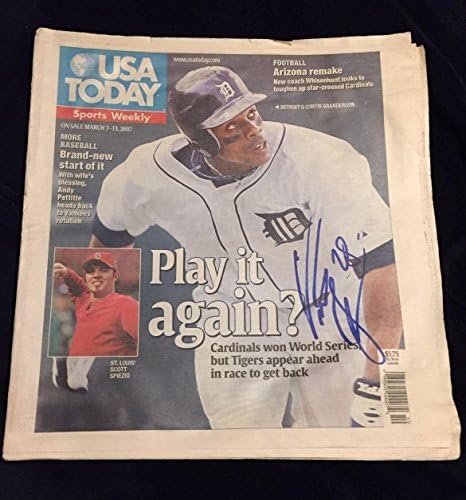 Curtis Granderson, USA Today Gazetesi Dergisi Detroit Tigers Yankees'i İmzaladı-İmzalı Major League BASEBALL Dergileri