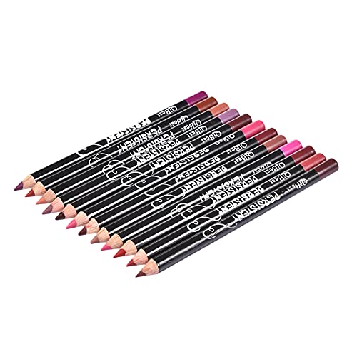 2 Paket Dudak Kalemi Kalem Seti, Moda Siyah Çubuk Su Geçirmez 12 Renk Dudak Kalemi, doğal Uzun Ömürlü Makyaj