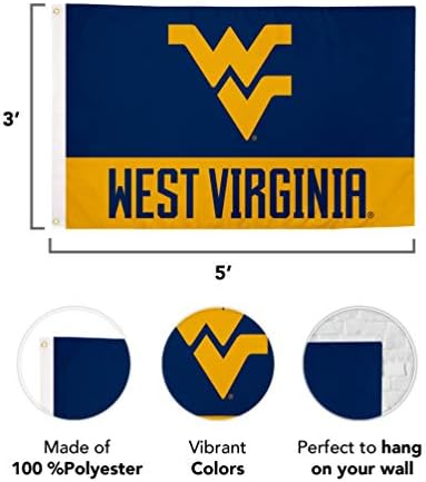 Çöl Kaktüsü Batı Virginia Üniversitesi WVU Dağcılar %100 Polyester Kapalı Açık 3 feet x 5 feet Bayrak (Bayrak 7)