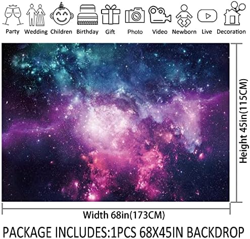 Allenjoy 68x45 inç Dayanıklı Kumaş Galaxy Doğum Günü Parti Malzemeleri Uzay Backdrop Kız Bebek Duş Süslemeleri için Evrenin Kenarında