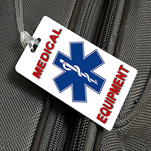 2X Tıbbi Çapraz Orta Ekipmanları KIMLIK Bagaj Etiketleri TSA Carry-On CPAP BiPAP Uyku APNESİ POC