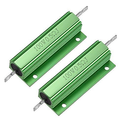 uxcell 2 Adet Alüminyum Kasa Direnç 100 W 0.5 Ohm Wirewound Yeşil LED Yedek Dönüştürücü 100 W 0.5 RJ