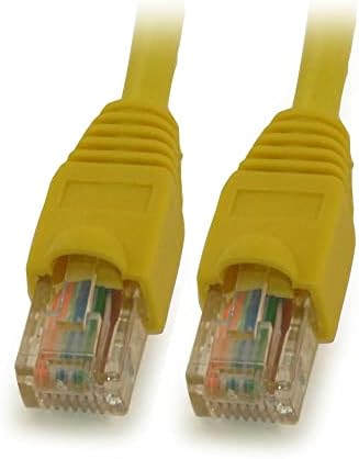 MyCableMart 50ft Cat5E Ethernet RJ45 Yama Kablosu, Telli, Snagless Önyüklemeli, Sarı