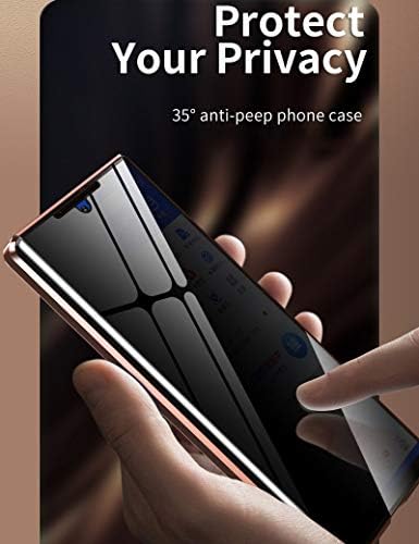 KumWum Anti Peep Telefon Kılıfı için Samsung Galaxy Note20 Ultra Tam Vücut Manyetik Kapak Ön ve Arka Temperli Cam Koruyucu ile