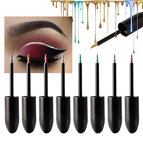 Ardorlove Sıvı Eyeliner Su Geçirmez-Glitter Sıvı Uzun Ömürlü Metalik Göz Kalemi Kalem-Renkli Göz Farı Makyaj